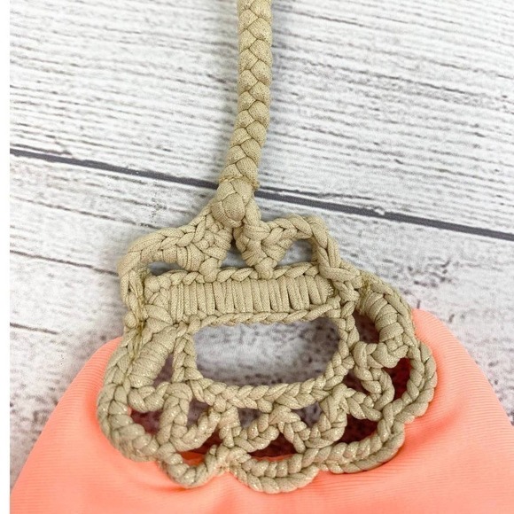 NEW Luli Fama Women's Corazon Loco Crochet Cut-Out Triangle Bikini Top - Picture 3 of 10